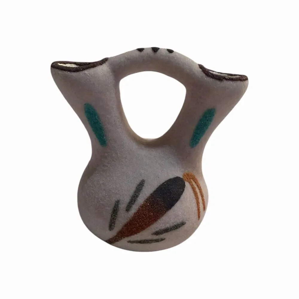 Vintage Mini Wedding Vase Southwestern Double Spout Pottery Decor